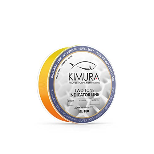 KIMURA Unisex – Erwachsene Zwei Tone Indicator Line Angelschnur, orange-gelb, 0.128 von KIMURA