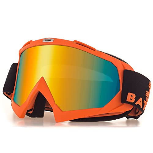 KINGBIKE Motorrad brille Dirt Bike ATV Motocross Sicherheit ATV Tactical Riding Motorrad brille Brille für Männer Frauen Jugend Fit Über Brille UV400 Schutz Bruchsicher (Orange-1) von KINGBIKE