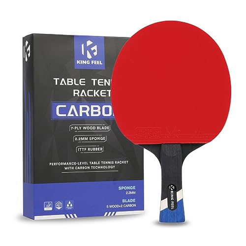 Professionelle Tischtennisschläger aus Leichter Kohlefaser mit 7-lagiger Klinge, 2,0 mm Premium-Schwamm, ITTF-zugelassenes Gummi – für Turnier-Level-Performance-Tischtennisschläger von KINGFEEL