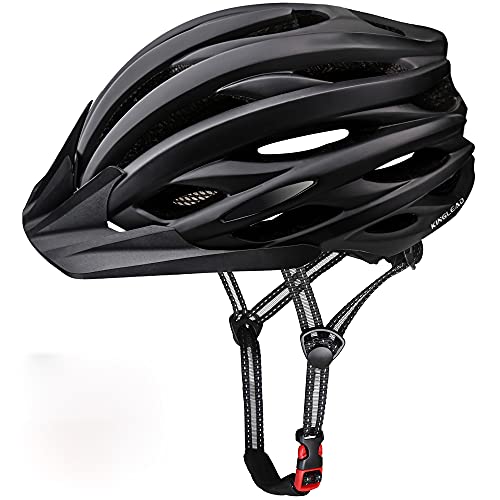 KINGLEAD Fahrradhelm Herren Damen,MTB Mountainbike Helm mit Abnehmbarer Visier und LED Licht,CE-Zertifikate Superleicht Fahrradhelm für Erwachsene 26 Lüftungsöffnungen Verstellbar Rennradhelm 57-62cm von KINGLEAD