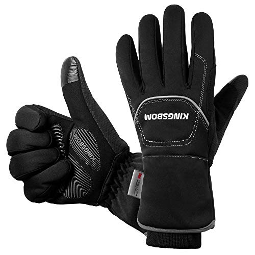 KINGSBOM -40°F Wasserdicht & Winddicht Handschuhe – 3M Thinsulate Winter Touch Screen Warme Handschuhe – zum Radfahren, Reiten, Laufen, für Outdoor-Sport – für Frauen und Männer – Schwarz (L) von KINGSBOM