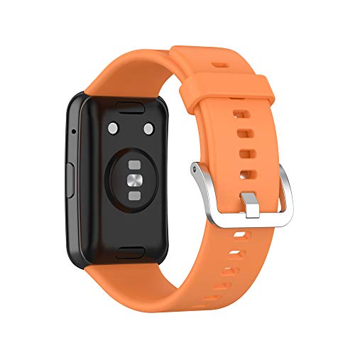 KINOEHOO Ersatzarmband kompatibel mit Huawei Watch Fit Edelstahl Armband Weiche Silikon Uhrenarmbänder.(Orange) von KINOEHOO
