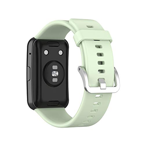 KINOEHOO Ersatzarmband kompatibel mit Huawei Watch Fit Edelstahl Armband Weiche Silikon Uhrenarmbänder.(Grün) von KINOEHOO