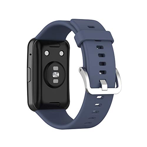 KINOEHOO Ersatzarmband kompatibel mit HUAWEI Watch Fit Edelstahl Armband Weiche Silikon Uhrenarmbänder.(graublau) von KINOEHOO