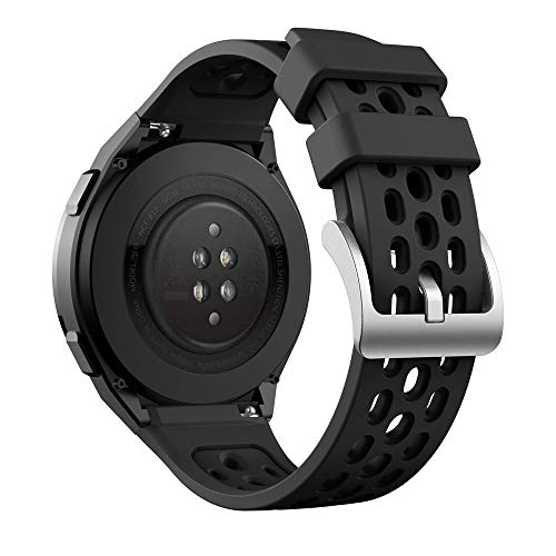 KINOEHOO Ersatzarmband kompatibel mit HUAWEI Watch GT 2E Edelstahl Armband Weiche Silikon Uhrenarmbänder.(Schwarz) von KINOEHOO