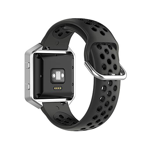 KINOEHOO Ersatzarmband kompatibel mit Versa/Versa 2/ Versa Lite/Blaze Edelstahl Armband Weiche Silikon Uhrenarmbänder.(schwarz) von KINOEHOO