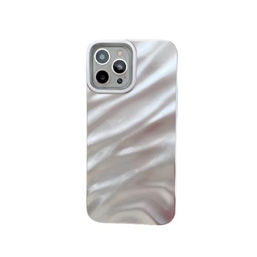 KINSL Fälle 3D Wave Satin Ruffle Muster Telefon Hülle Für iPhone 15 14 13 12 11 Pro Max 15 14Plus Festkörper Rückzugsabdeckung-Silber-Für iPhone 15 Pro Max von KINSL