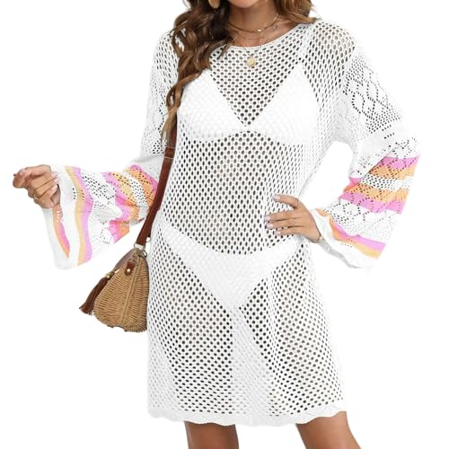KINZE Strandkleid Damenresort Deckung Kontrastfarbe Bikini Außenbadeanzug Sommer Badeanzug Vertuschung-Weiß von KINZE