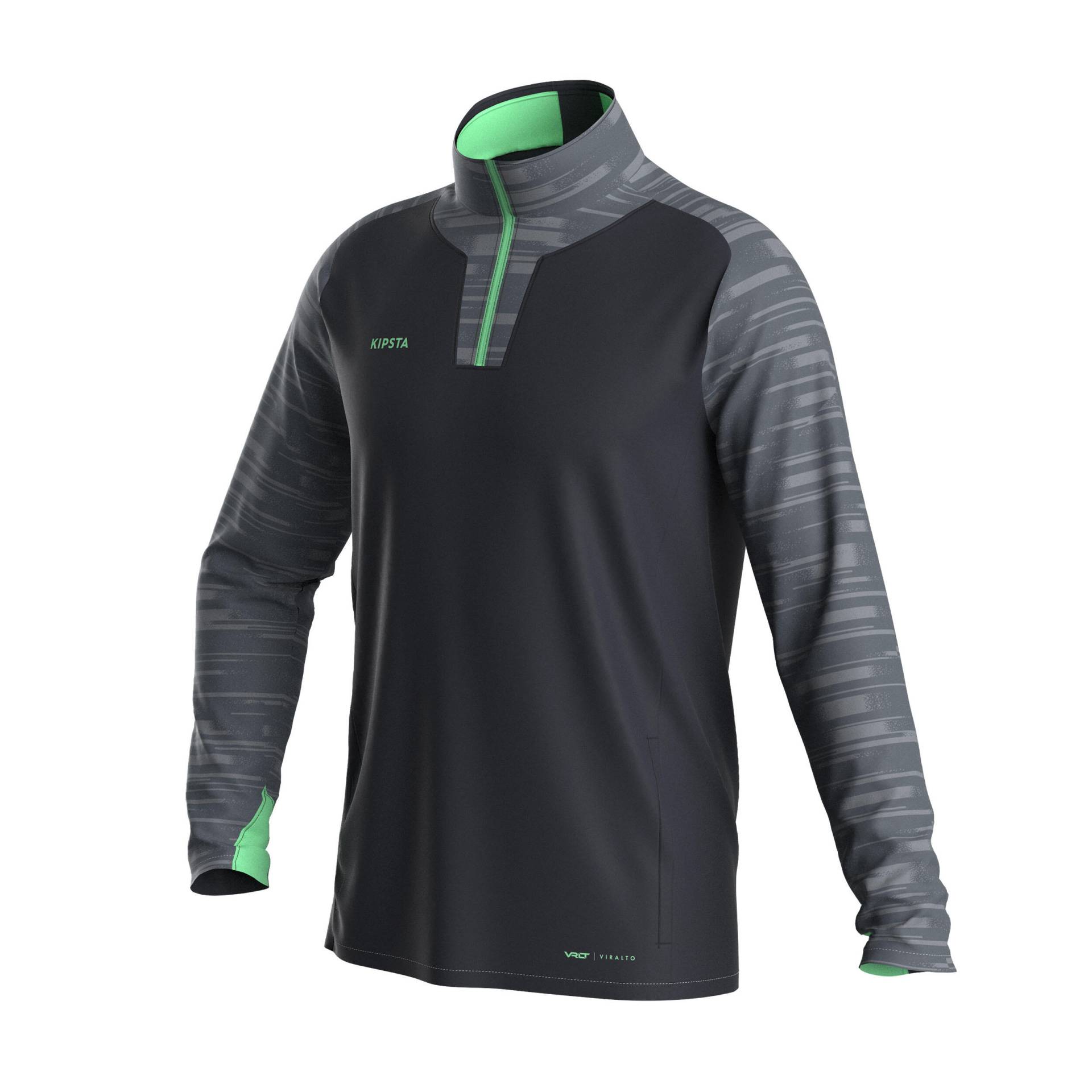 Damen/Herren Fussball Sweatshirt 1/2 Zip - Viralto PXL grau/grün von KIPSTA