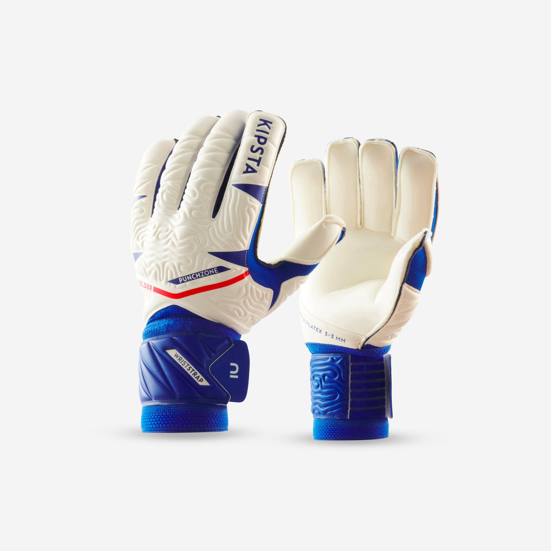 Damen/Herren Fussball Torwarthandschuhe - F500 Viralto Shielder weiss/blau von KIPSTA