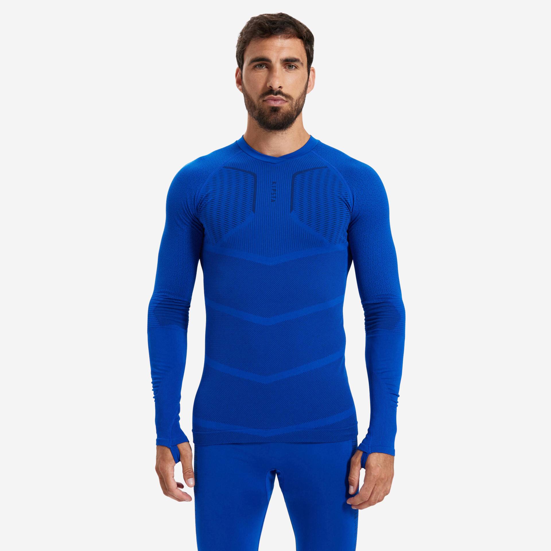 Damen/Herren Fussball Funktionsshirt langarm ‒ Keepdry 500 indigoblau von KIPSTA