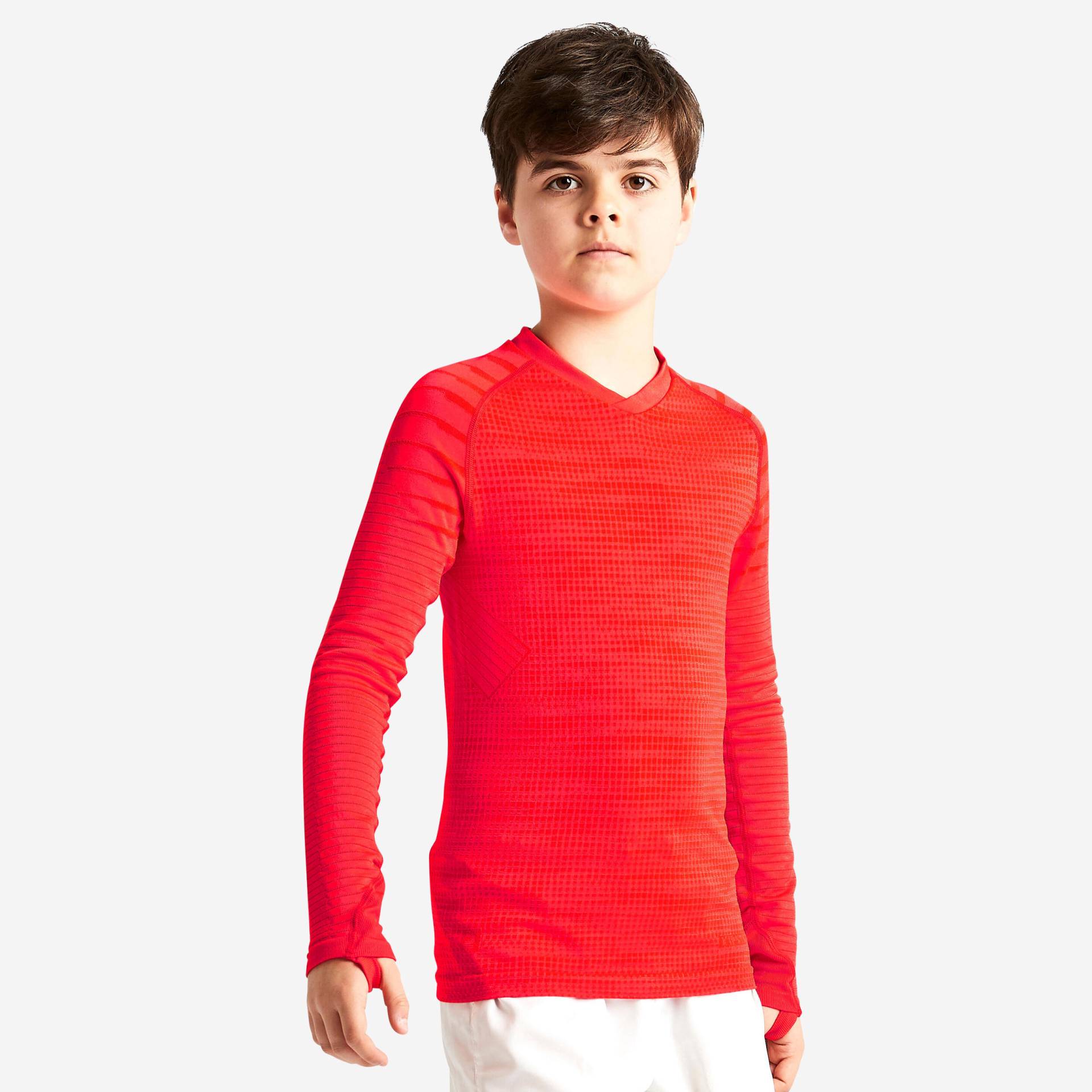 Kinder Fussball Funktionsshirt langarm - Keepdry 500 Wärmekomfort orange von KIPSTA