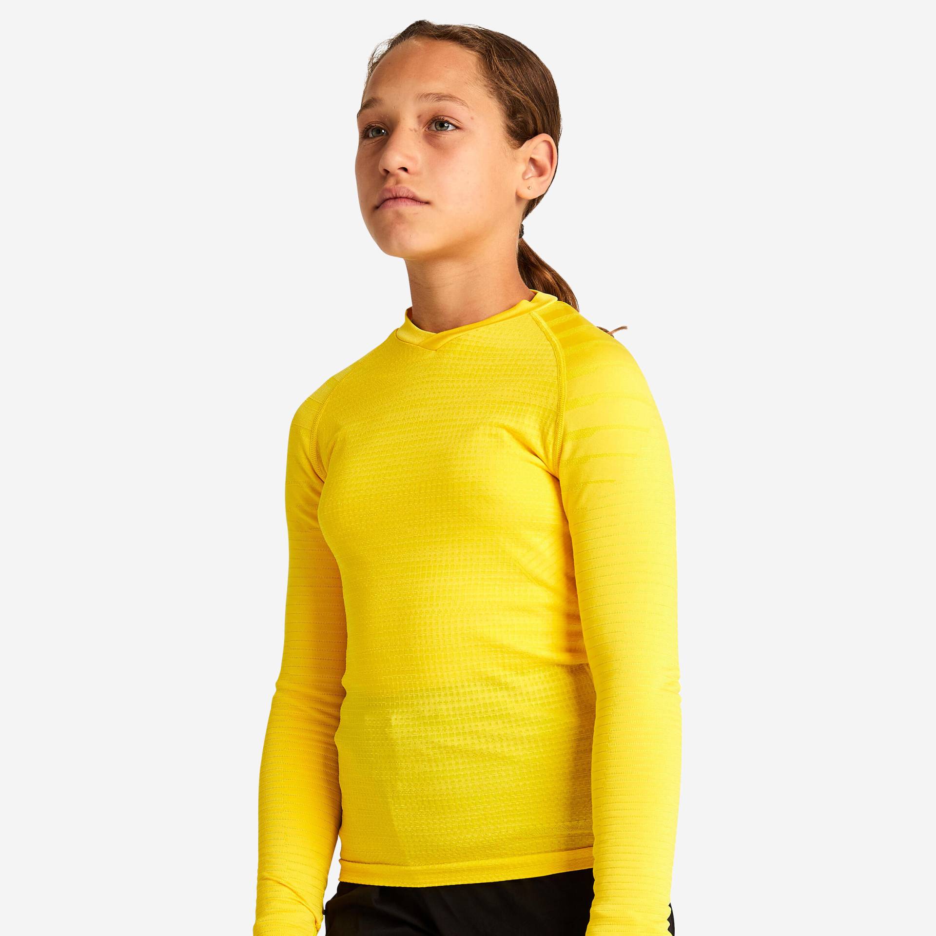 Kinder Fussball Funktionsshirt langarm - Keepdry 500 gelb von KIPSTA
