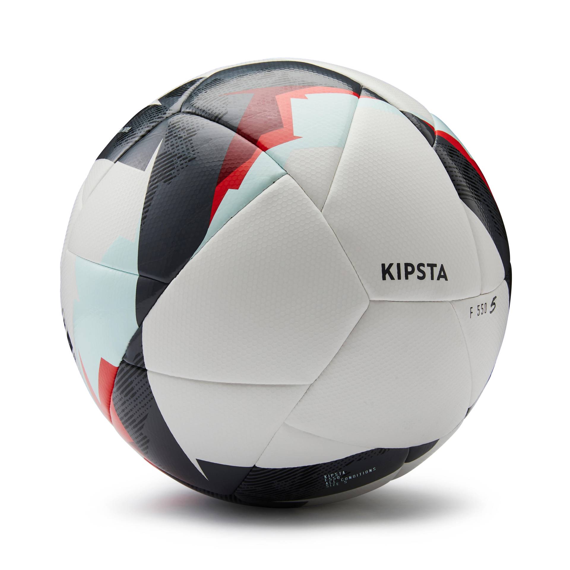 Fussball Grösse 5 Hybrid FIFA Basic - F550 weiss/rot von KIPSTA