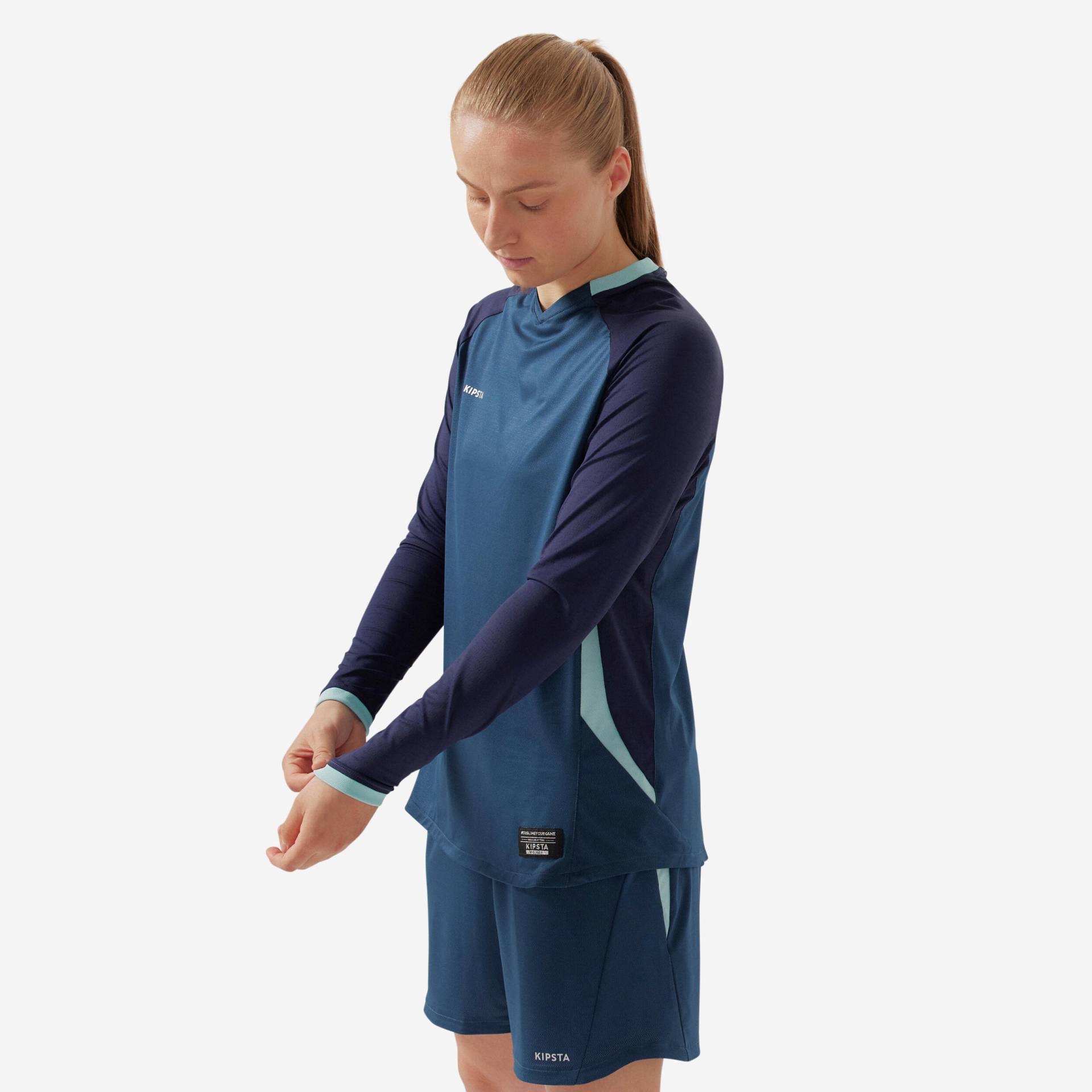 Damen Fussball Trikot langarm Slim-Schnitt - blau von KIPSTA