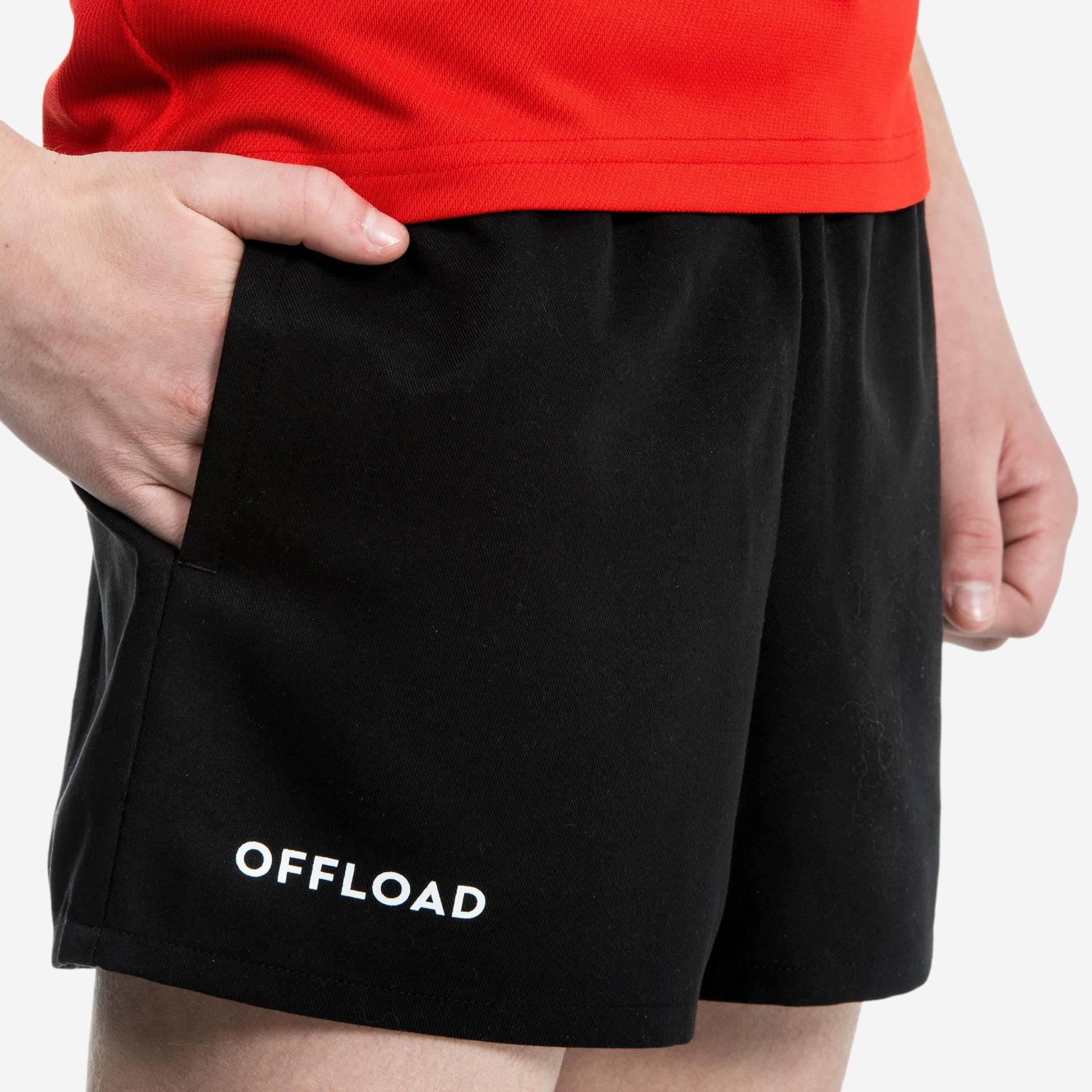 Kinder Rugbyshorts mit Taschen - R100 schwarz von KIPSTA
