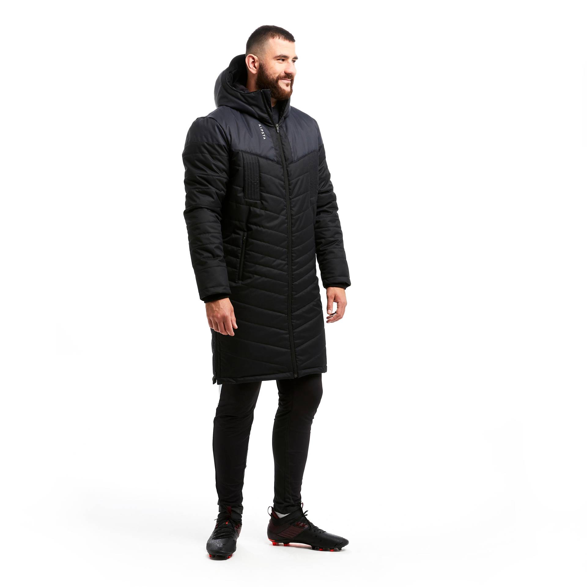 Damen/Herren Fussball Parka lang - Traxium schwarz von KIPSTA