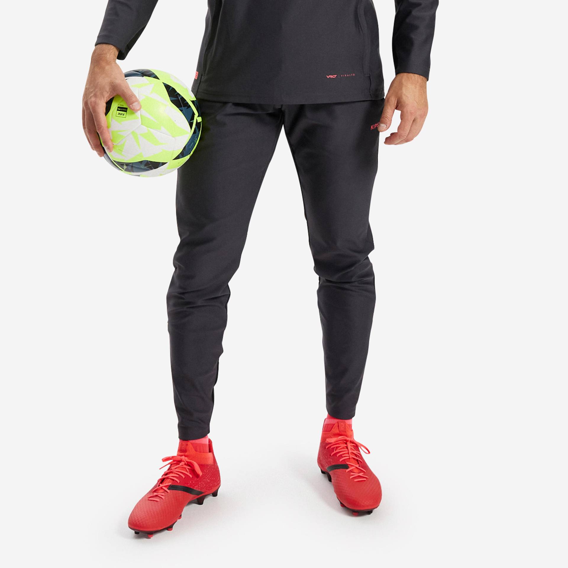 Damen/Herren Fussball Sweatshirt 1/2 Zip - Viralto Axton grau/schwarz von KIPSTA