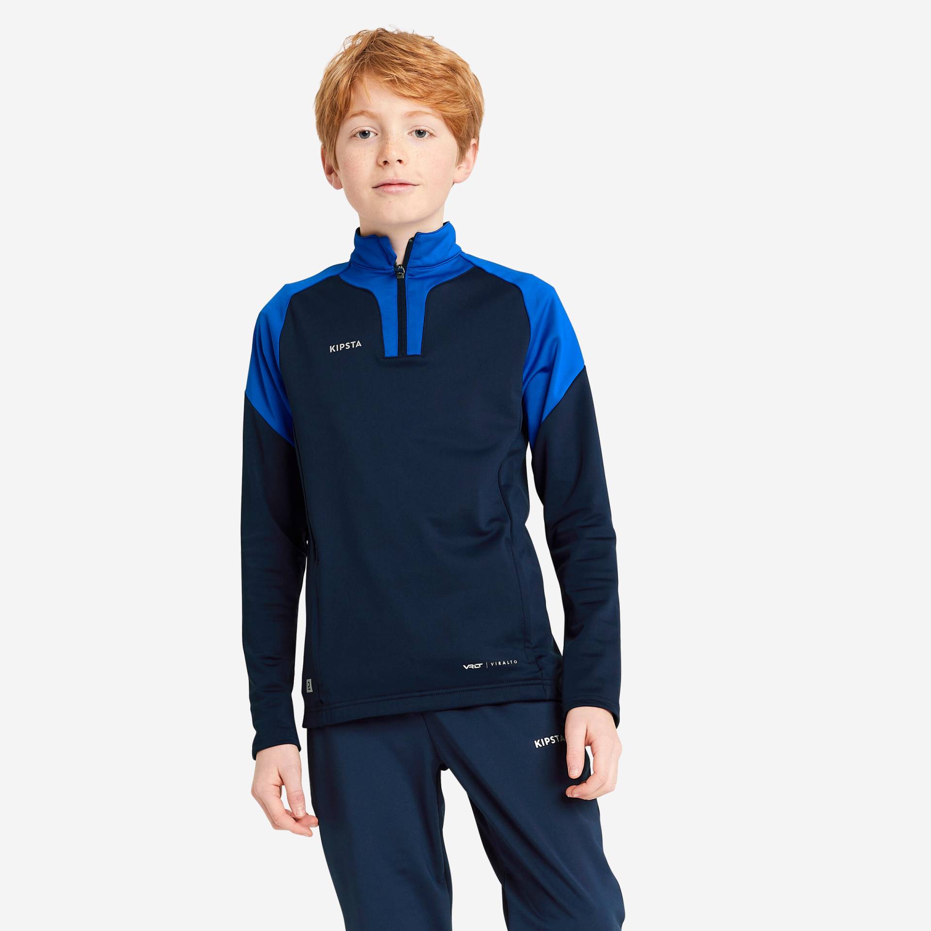 Kinder Fussball Sweatshirt mit Reissverschluss - Viralto Club marineblau/blau von KIPSTA