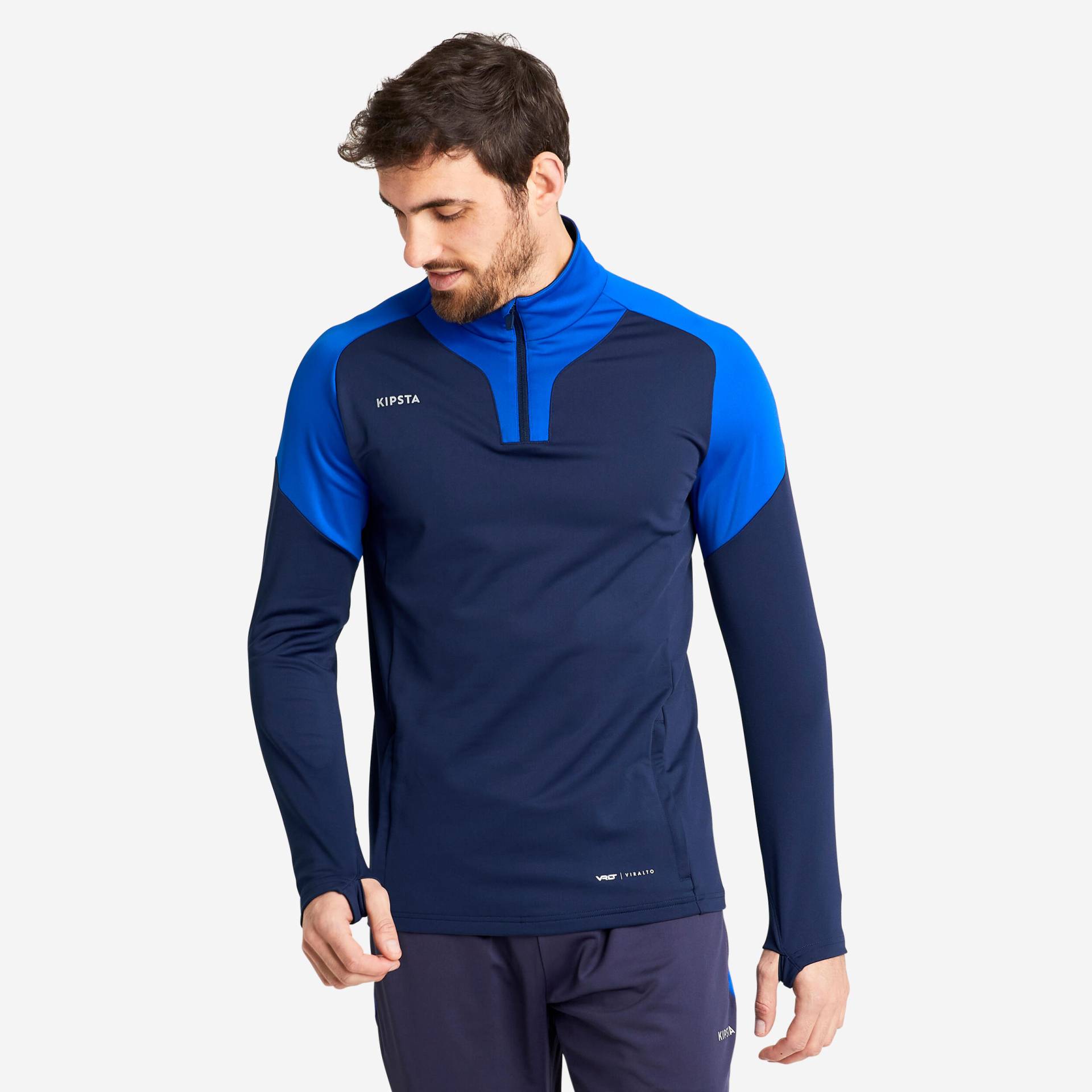 Damen/Herren Fussball Sweatshirt mit Reissverschluss - Viralto marineblau/blau von KIPSTA