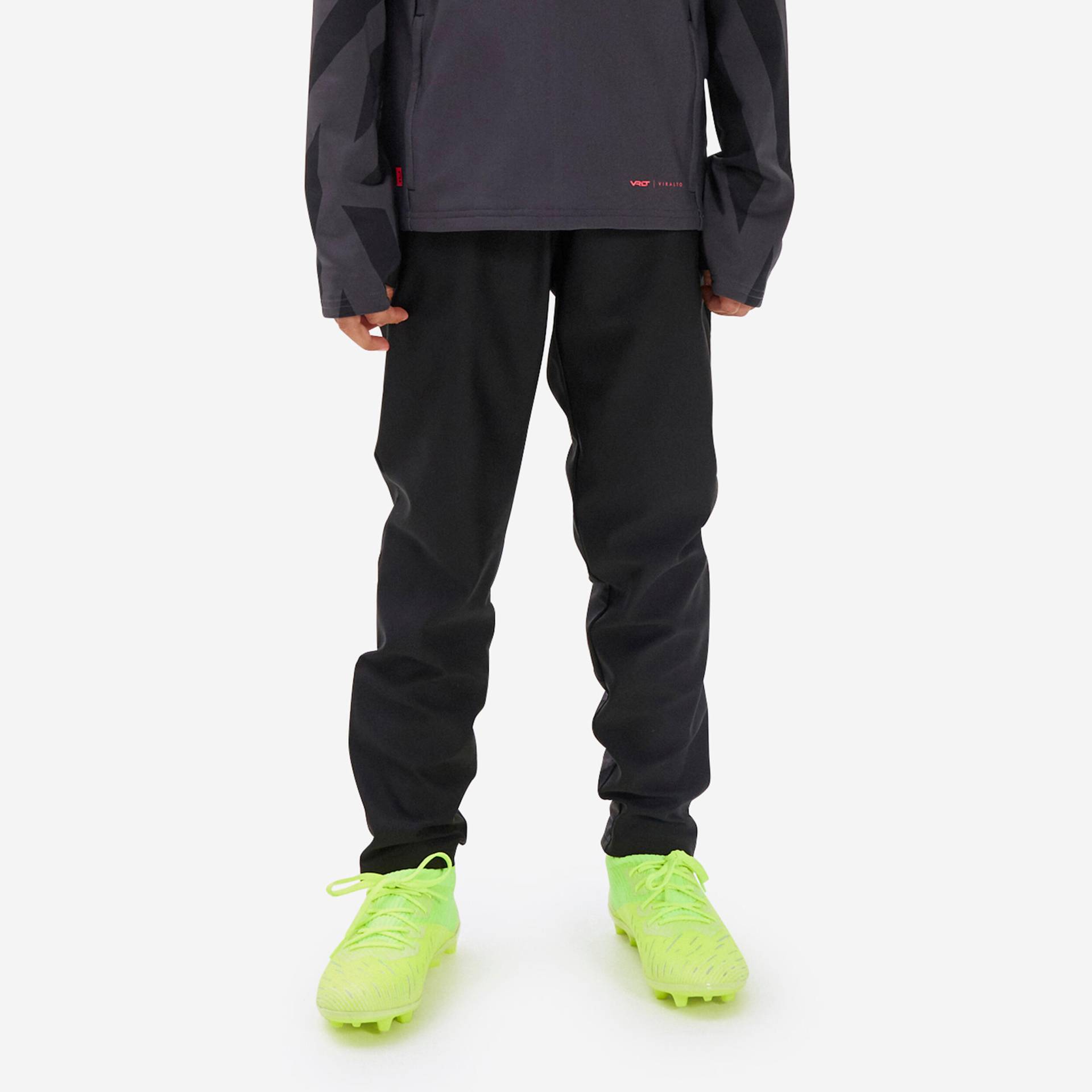 Kinder Fussball Sweatshirt mit Reissverschluss - Viralto Axton grau/schwarz von KIPSTA
