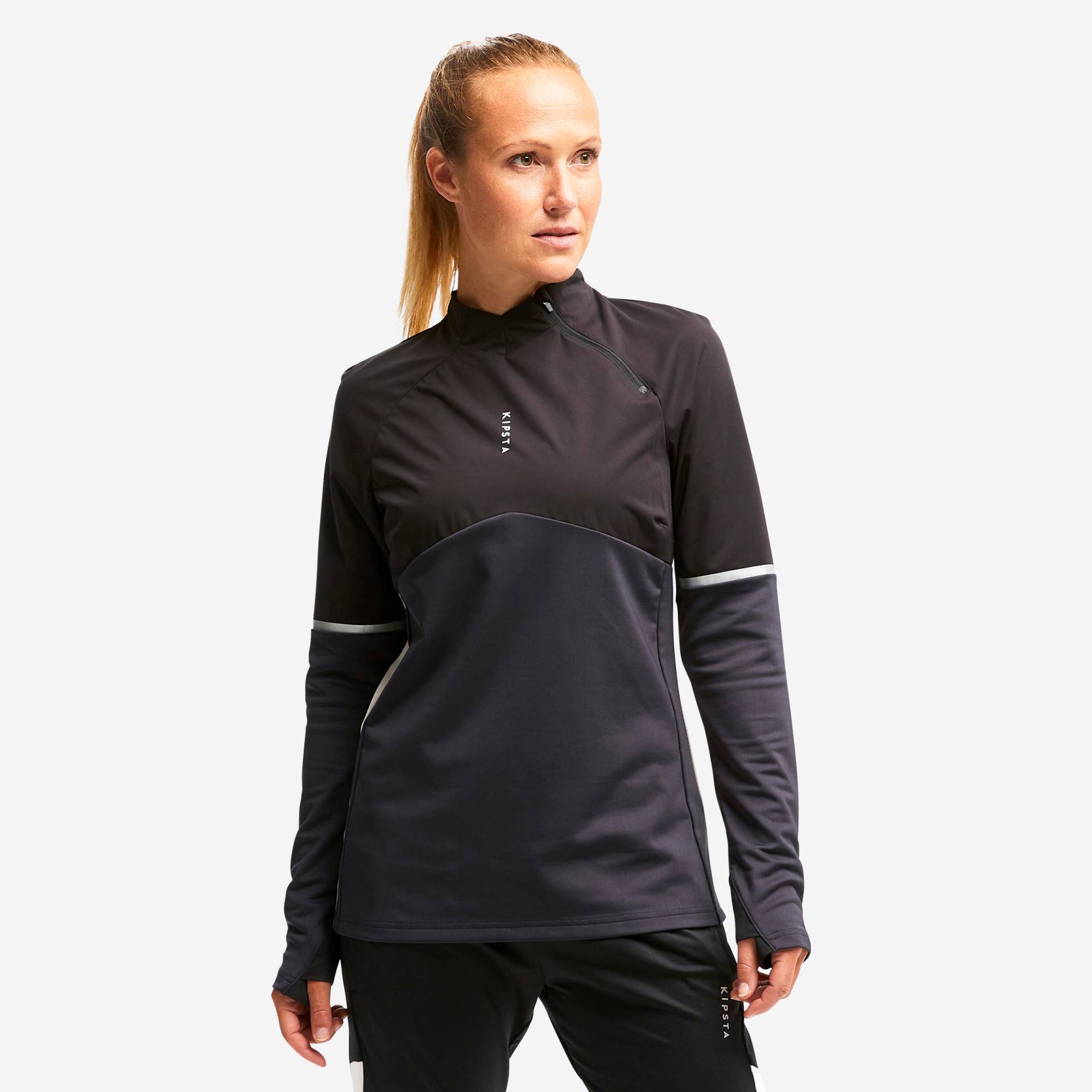 Damen Fussball Sweatshirt - T500 schwarz von KIPSTA