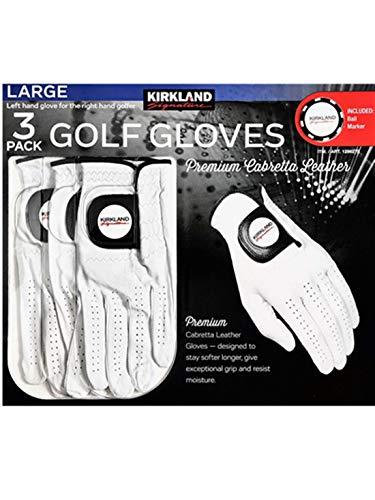 Kirkland Signature Men's Golf Gloves Premium Cabretta Leather, Large, 3 Pack von KIRKLAND SIGNATURE