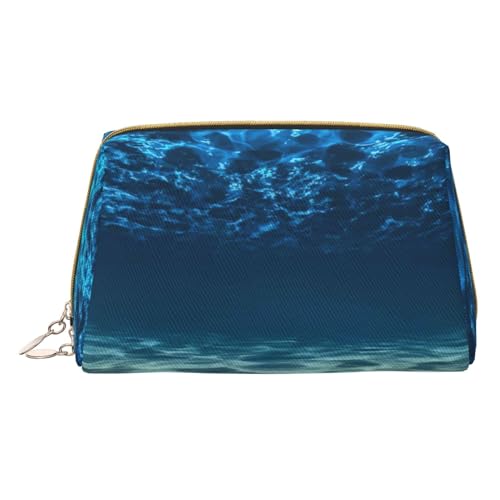 Blue Ocean Sea Make-up-Tasche für Reisen, Leder, Kosmetiktasche, tragbar, Kulturbeutel, Organizer für Damen/Herren, Blue Ocean Sea, Einheitsgröße von KIROJA