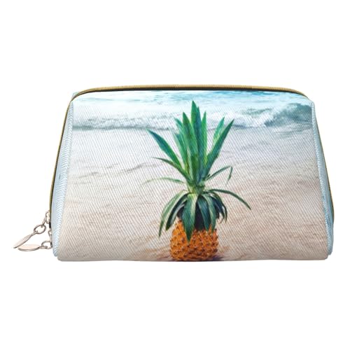 Pineapple by The Sea Make-up-Tasche für Reisen, Leder, Kosmetiktasche, tragbare Kulturbeutel, Organizer für Damen/Herren, Ananas am Meer, Einheitsgröße von KIROJA