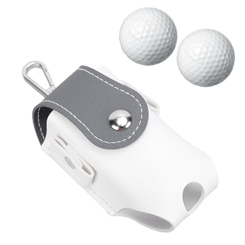 KKPLZZ Golfball-Hüfttaschenhalter für 2 Bälle, Tragbarer Leder-Golfballtaschenhalter, Golf-Mini-Hüfttasche, Golf-Tee-Taschentasche mit Tee-Halter, Schnalle, Clip für Golfgürtel (Grau) von KKPLZZ