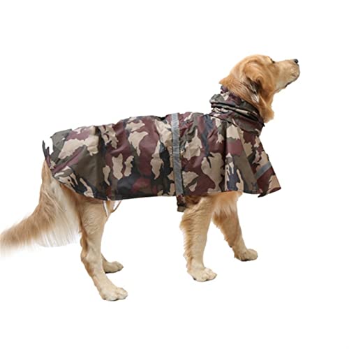 KKXXYQFC Camouflage-Reflektierender Regenmantel für Hunde, verstellbar, Golden Retriever, mittelgroße und große Hundekleidung, wasserdicht, leicht (Farbe: grüne Tarnung, Größe: groß) von KKXXYQFC