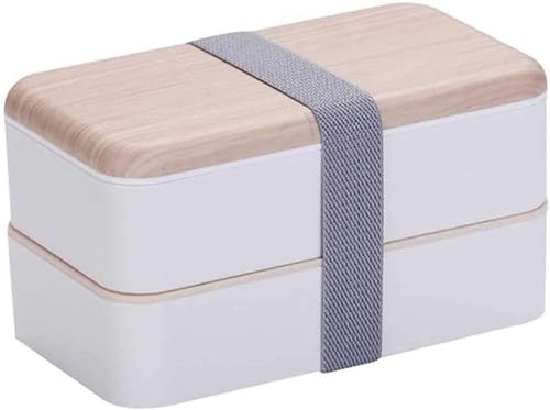 KKXXYQFC Doppelschichtige Brotdose mit Holzmaserung, multifunktionale Mikrowellen-Aufbewahrungsbox aus Kunststoff für Mittagessen (C) von KKXXYQFC