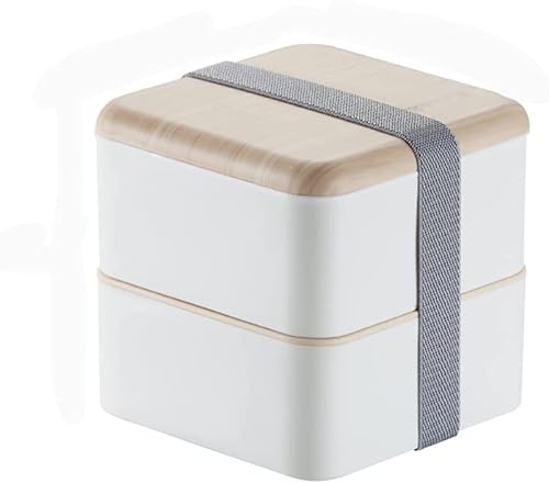 KKXXYQFC Doppelschichtige tragbare Lunchbox im japanischen Stil, quadratische Bento-Box mit Deckel, Küchenbesteck, Lunch-Bento-Box (B, wie abgebildet) von KKXXYQFC