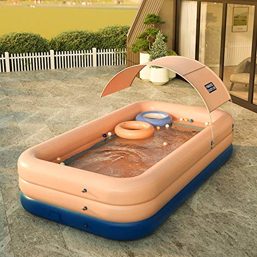 KKXXYQFC Drahtloses automatisches aufblasbares PVC-Schwimmbecken, großes Schwimmbecken für Erwachsene für den Heimgebrauch, Sonnenschutz-Schwimmbecken im Freien für Kinder - 2,1 m, Lotusfarbe von KKXXYQFC