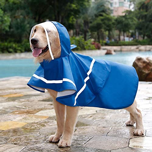 KKXXYQFC Hunde-Regenmantel, Hunde-Regenmantel mit Kapuze, Welpen-Overall, Regenponcho mit reflektierendem Streifen und Aufbewahrungstasche (blau XX) von KKXXYQFC