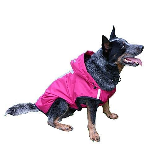 KKXXYQFC Hunde-Regenmantel, verstellbare Kapuzen-Regenjacke für Hunde, Welpen-Overall, Regenponcho mit reflektierenden Streifen (Rot 3XL Brust 86,1) von KKXXYQFC