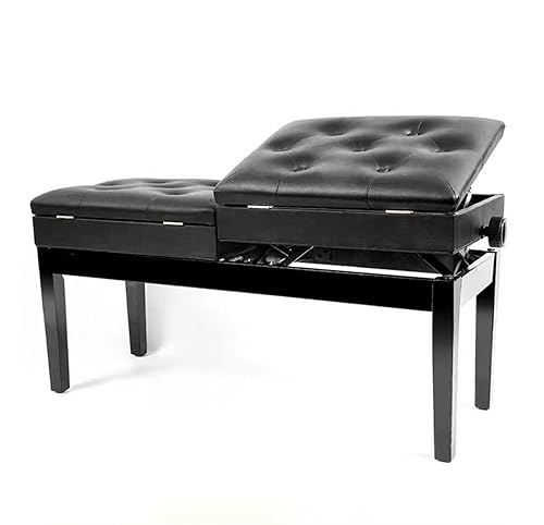 KKXXYQFC Klavierhocker, Doppel-Klavierhocker mit Stauraum, höhenverstellbar, Tastaturbank, Schminkhocker, Pu-Leder, verstellbar 55–65 cm von KKXXYQFC