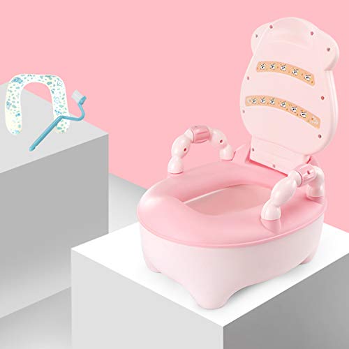 KKXXYQFC Leichter Töpfchenstuhl, rutschfeste Töpfchen-Trainingstoilette mit Deckel und abnehmbarem Behälter, leicht zu reinigende Kinderkommode für 1–6 Jahre alte Kinder, rosa, Wattepad von KKXXYQFC