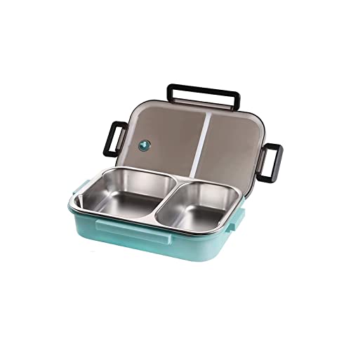 KKXXYQFC Lunchbox, Edelstahl-Lunchbehälter, 2 Abschnitte, tragbar, Metall, Küche, Bento-Box, kostenlose Lunchbox für Büro (blau) von KKXXYQFC