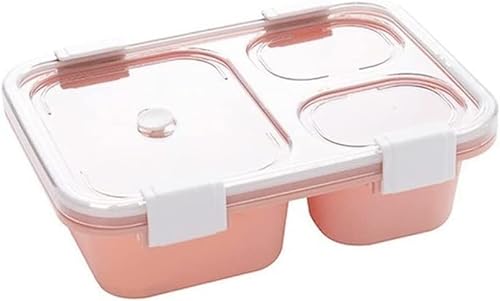 KKXXYQFC Lunchbox, auslaufsicher, 3 Fächer, mit Deckel, für Camping, Picknick, tragbar, für Lebensmittel, Obst, Aufbewahrungsbehälter, Lunchbox (Rosa, Einheitsgröße) von KKXXYQFC