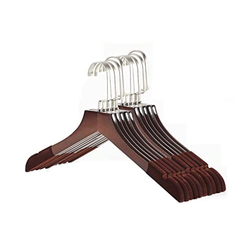 KKXXYQFC "Premium-Holzbügel: 10er-Set mit beflockten Schulterkerben - rutschfestes Design für die Kleiderorganisation von KKXXYQFC
