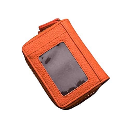 KKXXYQFC Reisepass-ID-Kartenhalter, Kurze Größe, Organ-Reißverschluss, Leder-Geldbörse, neutrales Reise-Visitenkartenetui, Geldbörse (Farbe: Orange) von KKXXYQFC