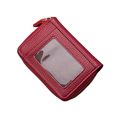 KKXXYQFC Reisepass-ID-Kartenhalter, Kurze Größe, Organ-Reißverschluss, Leder-Geldbörse, neutrales Reise-Visitenkartenetui, Geldbörse (Farbe: Rot) von KKXXYQFC