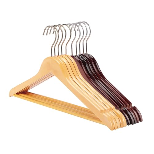 KKXXYQFC "Set aus 10 stabilen, rutschfesten Holzbügeln mit glatter Oberfläche - ideal für Anzüge und schwere Kleidungsstücke von KKXXYQFC