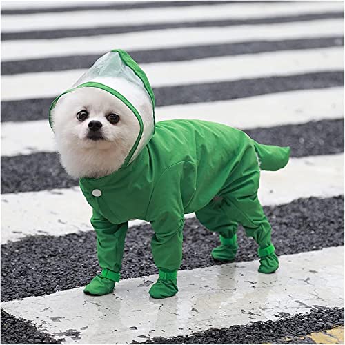 KKXXYQFC Vollständiger Hunde-Regenmantel, einteilig, wasserdicht, Hunde-Regenstiefel, Kleidung für kleine Hunde, einteiliger Regenmantel (Grün, XL) von KKXXYQFC