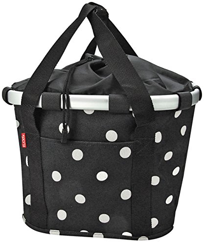 KlickFix Damen Bikebasket Lenkerkorb, Black Dots, 35 x 28 26 cm EU von KlickFix