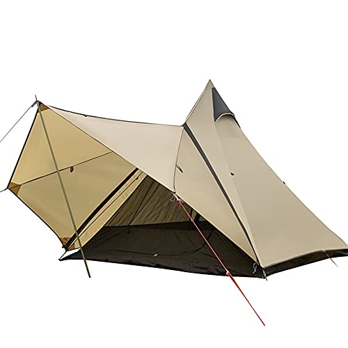 4-Personen-Zelt für Camping, Pyramiden-Tipi-Zelt, tragbares Doppellagiges Indianer-Tipi-Zelt für Outdoor-Familienwanderungen, Jurtenzelt von KLLJHB