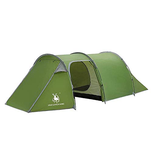 Zelt Schlafzimmer Zwei Wohnzimmer Doppeltunnel Campingzelt für Rucksackreisen Angeln (Farbe: Grün, Größe: Freie Größe) von KLLJHB