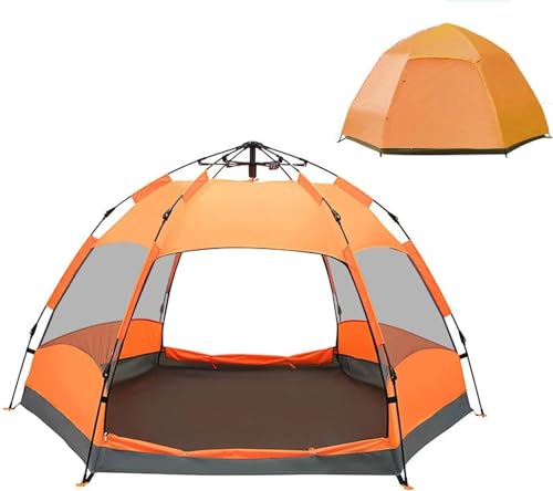 Zelte für den Außenbereich, 5–8 Personen, Doppel-Sechseck-Strandzelt, automatisches Camping-Regenschutzzelt (Orange, Einheitsgröße) (Blau, Einheitsgröße) (Orange, Einheitsgröße) von KLLJHB