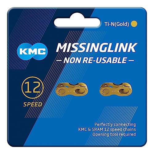 KMC Unisex – Erwachsene 12NR Ti-N Kettenverschlussglied 1/2" x11/128 für 12-Fach Ketten, Gold von KMC